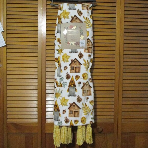 Oakville Road NWT blanket/throw with tassel fringe & gnomes, fall decor 50"x70" - Picture 1 of 5